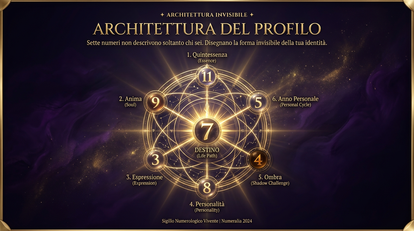 Sigillo Numerologico Vivente di Numeralia con i 7 Pilastri